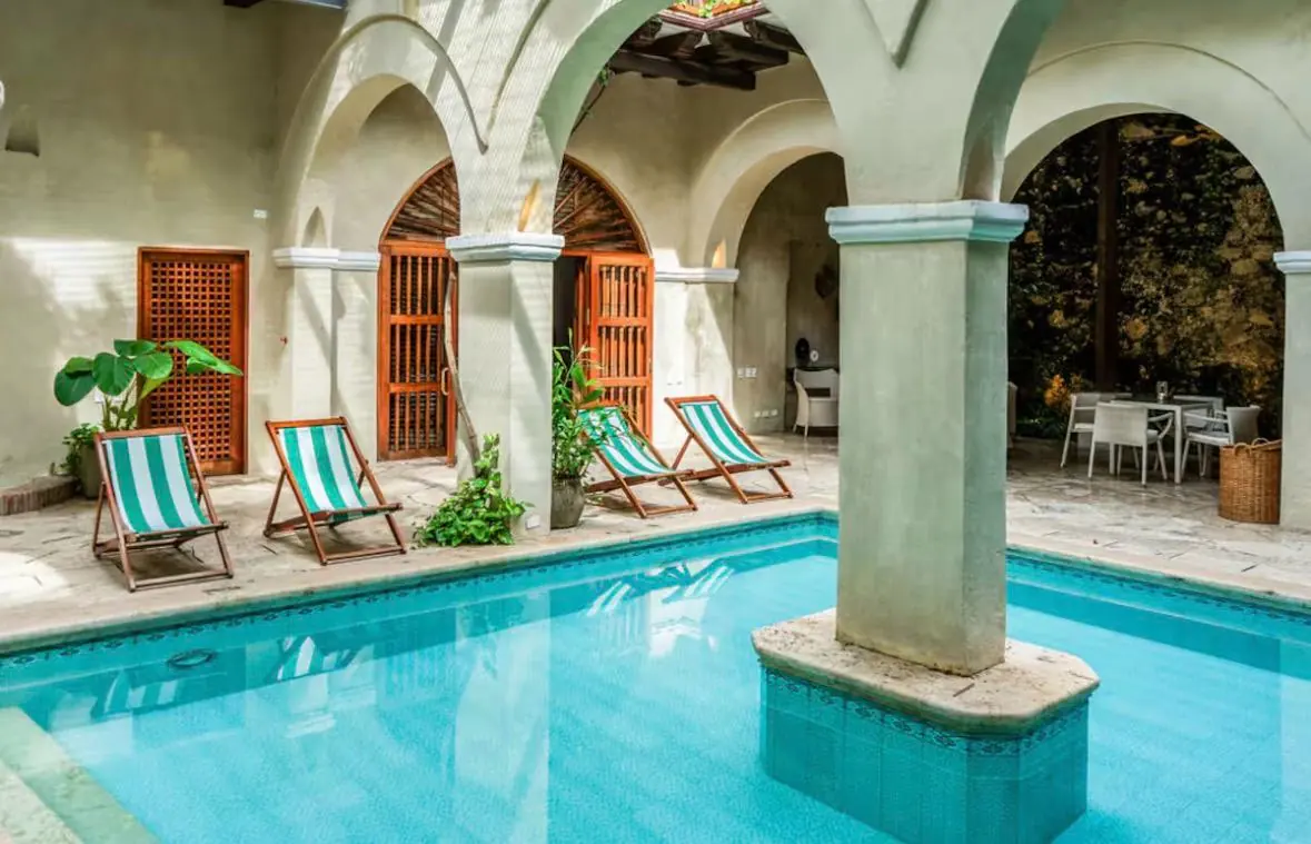 Courtyard pool at a Sploria villa in Cartagena's old town